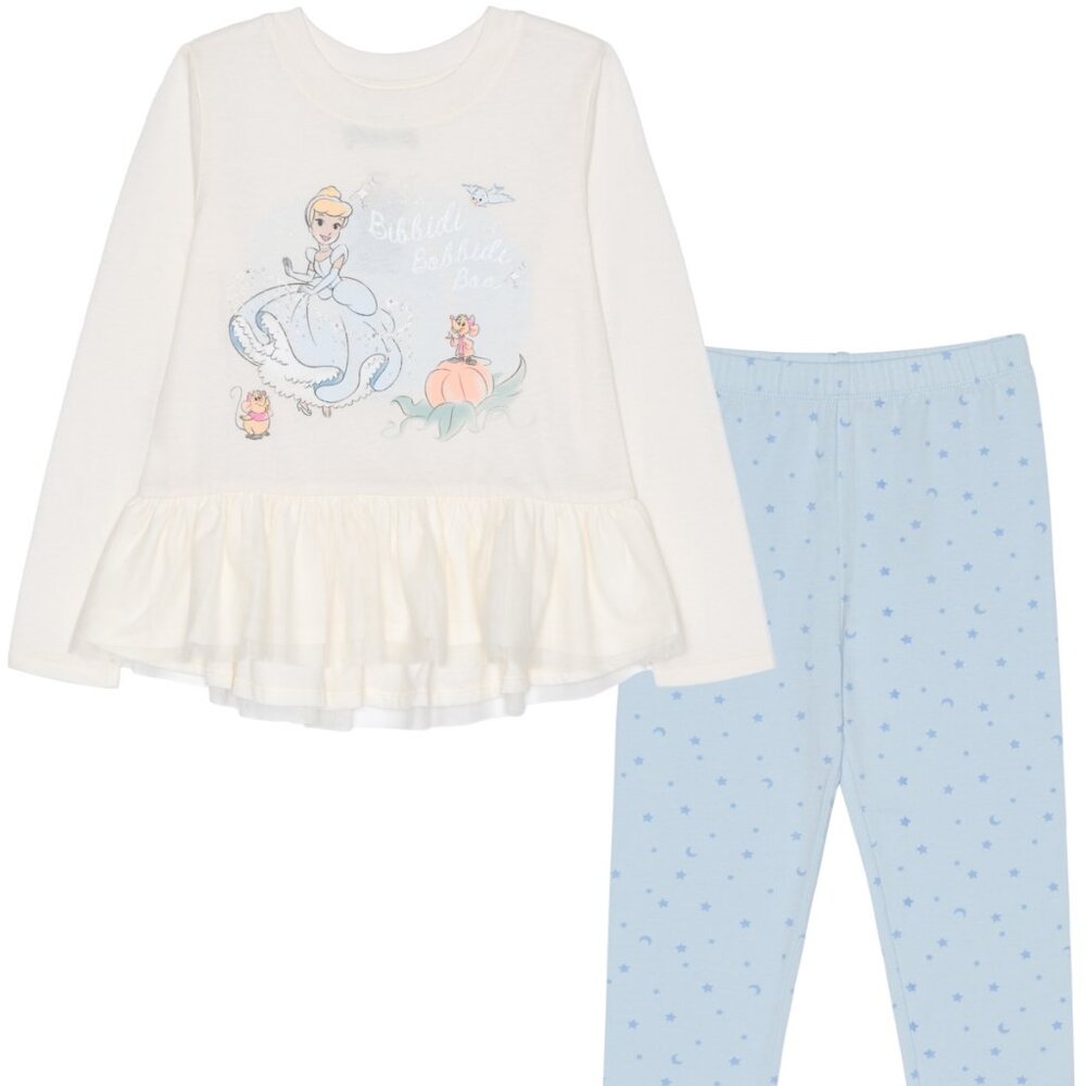 Disney Toddler Girls Cinderella Mesh Peplum Top with Leggings 2-Piece Set Size 4